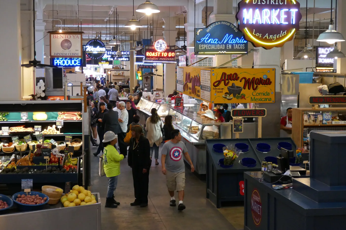 Interior aisle at Grand Central Market in Los Angeles